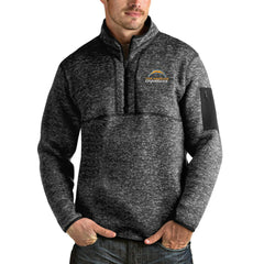 Los Angeles Chargers Antigua Fortune Quarter-Zip Pullover Jacket - Heathered Black on sale