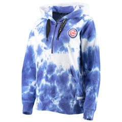 Chicago Cubs DKNY Sport Women's Dakota Tie-Dye Half-Zip Hoodie White/Royal