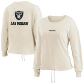 Las Vegas Raiders WEAR by Erin Andrews Women's Long Sleeve Crop Top Shirt - Oatmeal discount