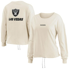 Las Vegas Raiders WEAR by Erin Andrews Women's Long Sleeve Crop Top Shirt - Oatmeal discount