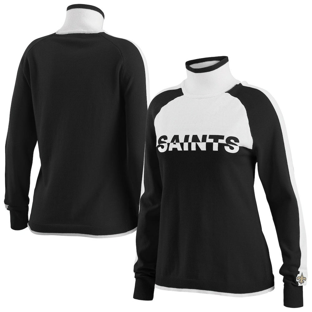 New Orleans Saints WEAR by Erin Andrews Women's Ski Raglan Pullover Sweater - Black sale
