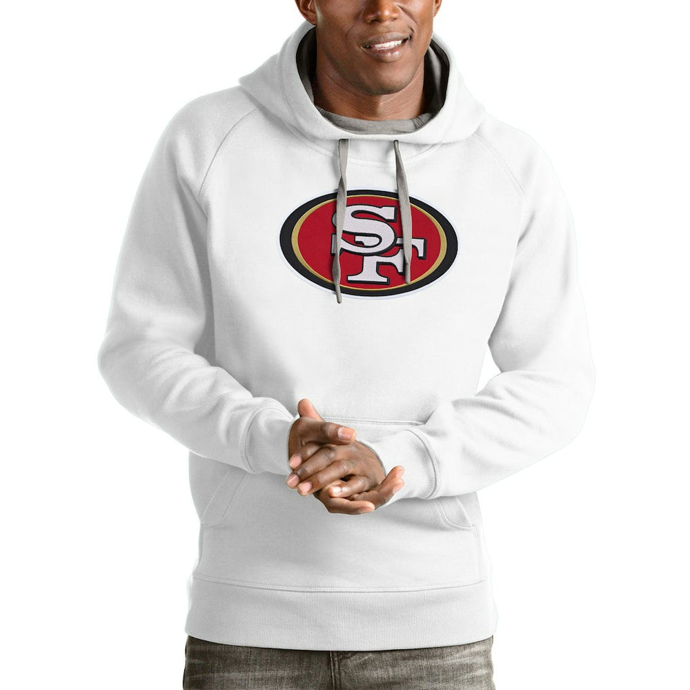 San Francisco 49ers Antigua Victory Pullover Hoodie - White on sale