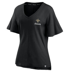 New Orleans Saints Women's Southpaw Flutter V-Neck T-Shirt - Black sale