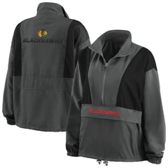 Chicago Blackhawks WEAR by Erin Andrews Women's Popover Packable Half-Zip Jacket - Charcoal Jackets