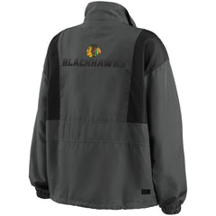 Chicago Blackhawks WEAR by Erin Andrews Women's Popover Packable Half-Zip Jacket - Charcoal Jackets