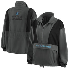 Seattle Kraken WEAR by Erin Andrews Women's Popover Packable Half-Zip Jacket - Charcoal Jackets