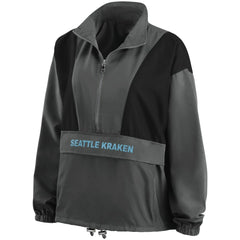 Seattle Kraken WEAR by Erin Andrews Women's Popover Packable Half-Zip Jacket - Charcoal Jackets