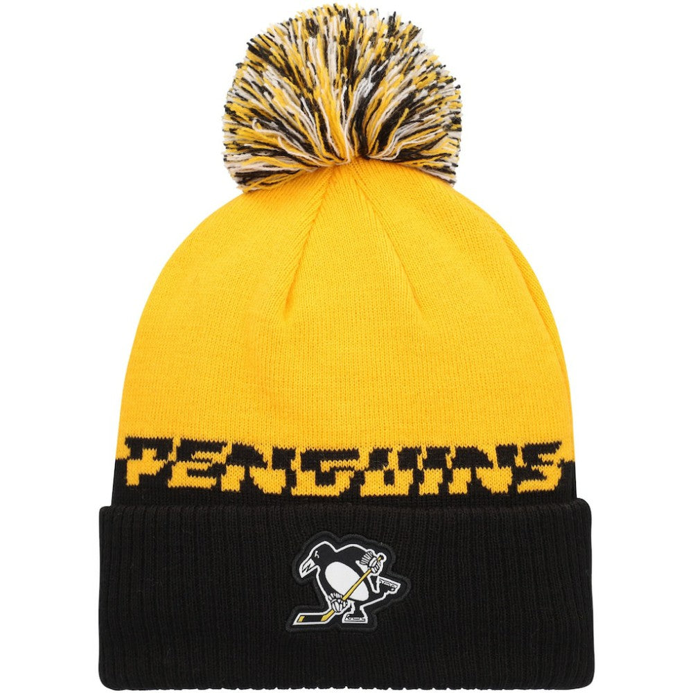 Pittsburgh Penguins adidas COLD.RDY Cuffed Knit Hat with Pom - Yellow/Black Hats