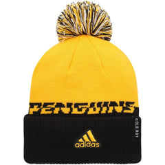 Pittsburgh Penguins adidas COLD.RDY Cuffed Knit Hat with Pom - Yellow/Black Hats
