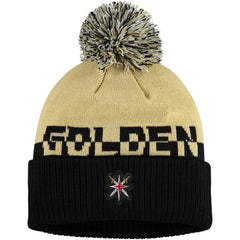 Vegas Golden Knights adidas COLD.RDY Cuffed Knit Hat with Pom - Gold/Black Hats
