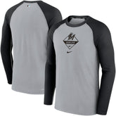 Miami Marlins Game Authentic Collection Performance Raglan Long Sleeve T-Shirt Gray/Black