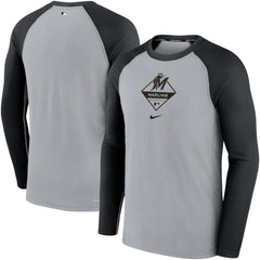 Miami Marlins Game Authentic Collection Performance Raglan Long Sleeve T-Shirt Gray/Black