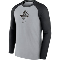 Miami Marlins Game Authentic Collection Performance Raglan Long Sleeve T-Shirt Gray/Black
