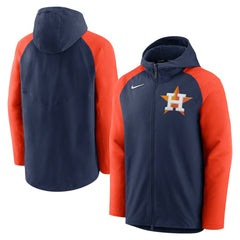 Houston Astros Authentic Collection Performance Raglan Full-Zip Hoodie Navy/Orange