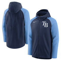 Tampa Bay Rays Authentic Collection Performance Raglan Full-Zip Hoodie Navy/Light Blue