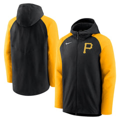 Pittsburgh Pirates Authentic Collection Performance Raglan Full-Zip Hoodie Black/Gold
