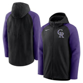 Colorado Rockies Authentic Collection Performance Raglan Full-Zip Hoodie Black/Purple
