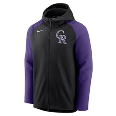 Colorado Rockies Authentic Collection Performance Raglan Full-Zip Hoodie Black/Purple