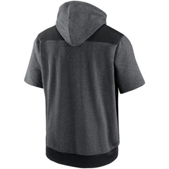Milwaukee Brewers Authentic Collection Dry Flux Performance Quarter-Zip Short Sleeve Hoodie Heathered Charcoal/Black