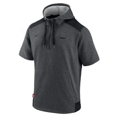 Washington Nationals Authentic Collection Dry Flux Performance Quarter-Zip Short Sleeve Hoodie Heathered Charcoal/Black