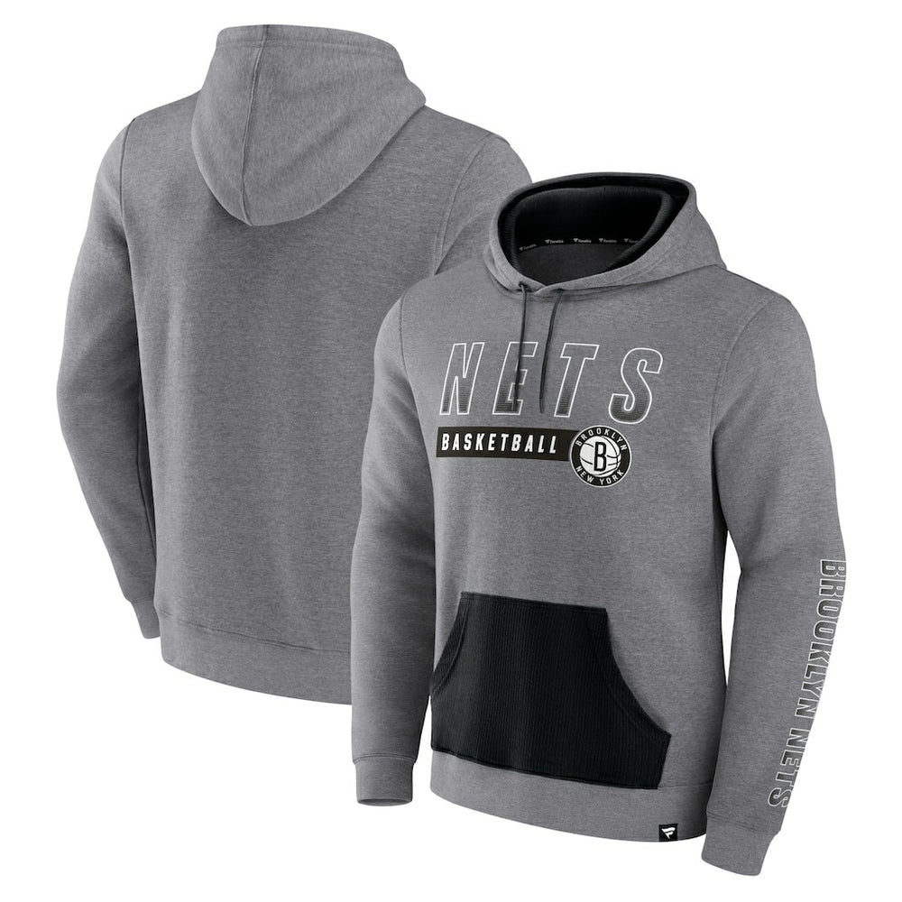 Brooklyn Nets Off The Bench Color Block Pullover Hoodie - Heathered Gray shop