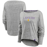 Los Angeles Lakers Women's Nostalgia Off-The-Shoulder Long Sleeve T-Shirt - Heathered Gray sale