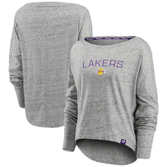 Los Angeles Lakers Women's Nostalgia Off-The-Shoulder Long Sleeve T-Shirt - Heathered Gray sale