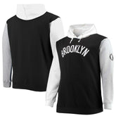 Brooklyn Nets Big & Tall Double Contrast Pullover Hoodie - Black/White sale