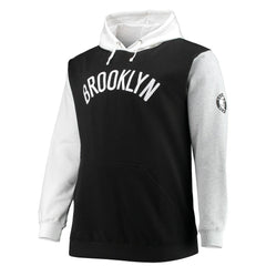 Brooklyn Nets Big & Tall Double Contrast Pullover Hoodie - Black/White sale