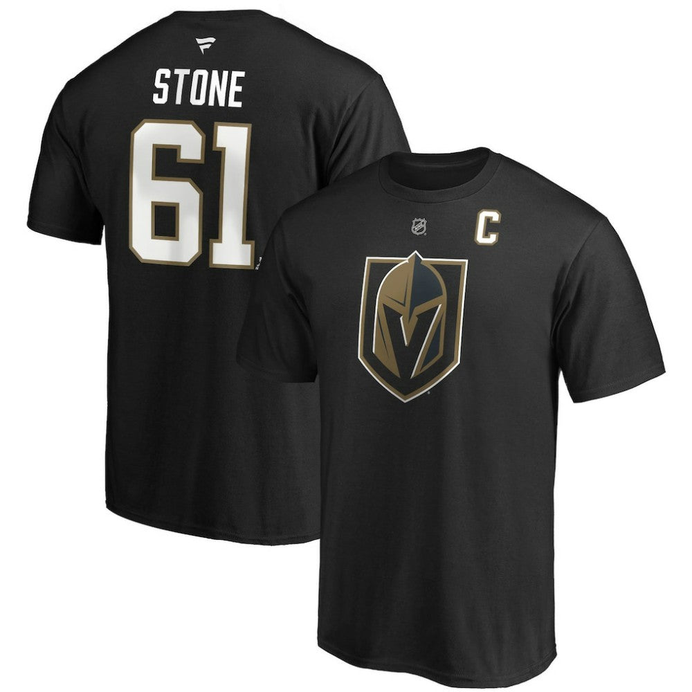 Mark Stone Vegas Golden Knights Fanatics Authentic Stack Player Name & Number Captain Patch T-Shirt - Black T-shirts