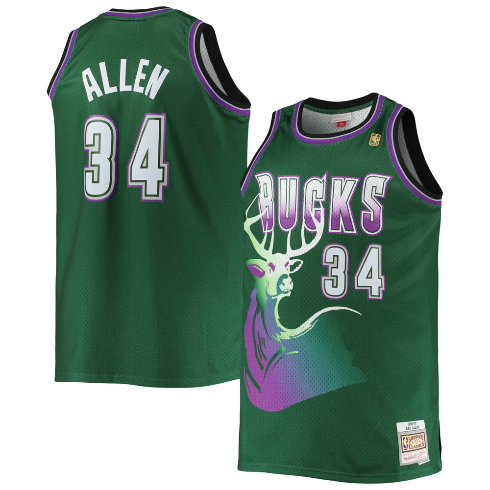 Ray Allen Milwaukee Bucks Big & Tall 1996/97 Hardwood Classics Swingman Jersey - Hunter Green cheap