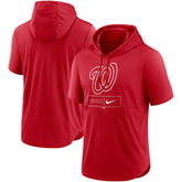 Washington Nationals Lockup Performance Short Sleeve Lightweight Hooded Top Red