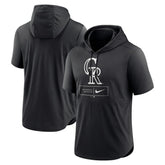 Colorado Rockies Lockup Performance Short Sleeve Lightweight Hooded Top Black
