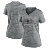 San Francisco Giants Women's Authentic Collection Velocity Performance V-Neck T-Shirt Anthracite