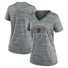 San Francisco Giants Women's Authentic Collection Velocity Performance V-Neck T-Shirt Anthracite