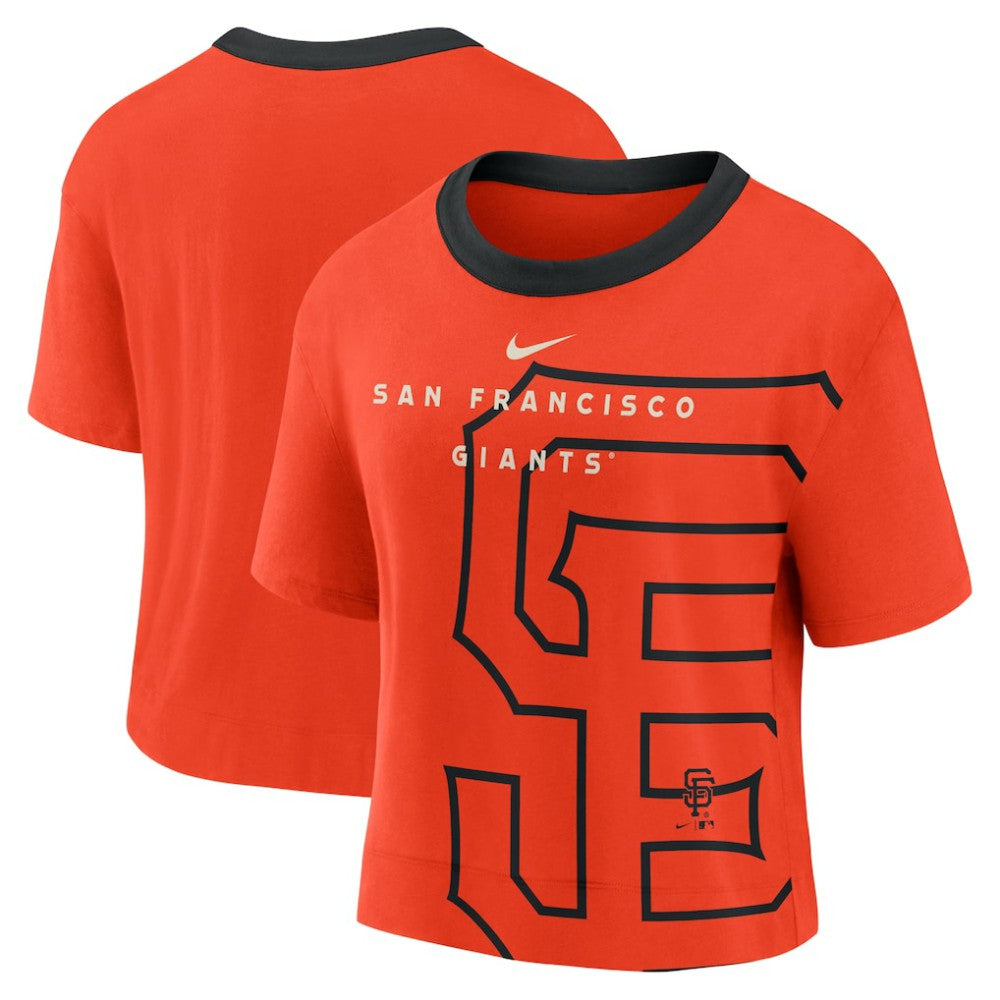San Francisco Giants Women's Team First High Hip Boxy T-Shirt Orange/Black