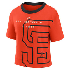 San Francisco Giants Women's Team First High Hip Boxy T-Shirt Orange/Black