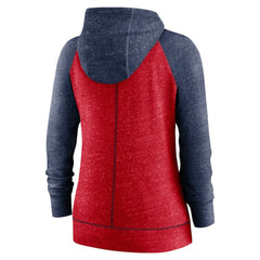 Minnesota Twins Women's Split Wordmark Gym Vintage Raglan Lightweight Full-Zip Hoodie Heather Red/Heather Navy