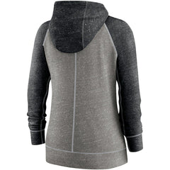 Chicago White Sox Women's Split Wordmark Gym Vintage Raglan Lightweight Full-Zip Hoodie Heather Charcoal/Heather Black