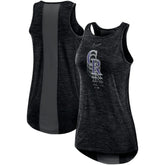 Colorado Rockies Women's Logo Fade High Neck Performance Tank Top Black