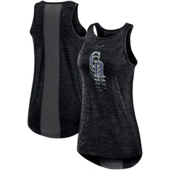 Colorado Rockies Women's Logo Fade High Neck Performance Tank Top Black