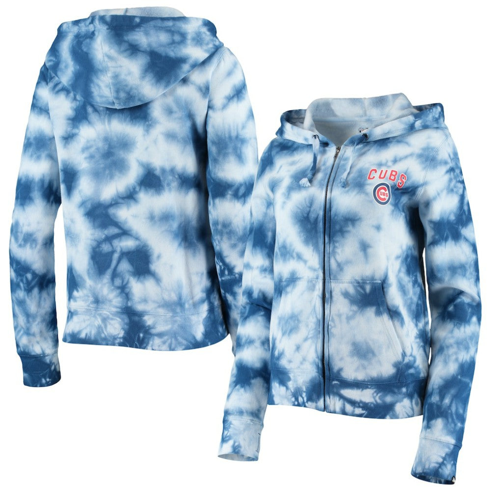 Chicago Cubs Women's Tie-Dye Fleece Full-Zip Hoodie Royal