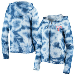 Chicago Cubs Women's Tie-Dye Fleece Full-Zip Hoodie Royal