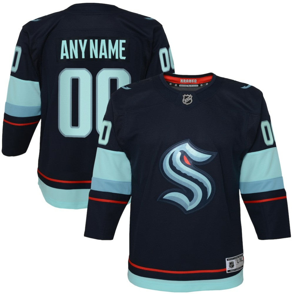 Seattle Kraken Youth Home Premier Custom Jersey - Navy Jerseys