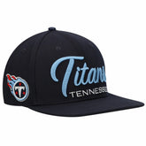 Tennessee Titans Pro Standard Script Wordmark Snapback Hat - Navy cheap