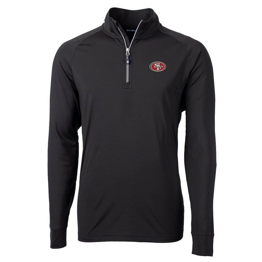 San Francisco 49ers Cutter & Buck Adapt Eco Knit Quarter-Zip Pullover Jacket - Black for sale