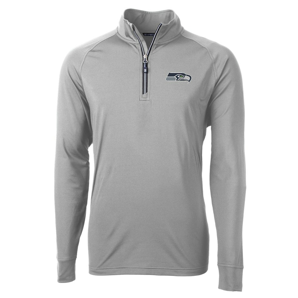 Seattle Seahawks Cutter & Buck Adapt Eco Knit Quarter-Zip Pullover Jacket - Gray for sale