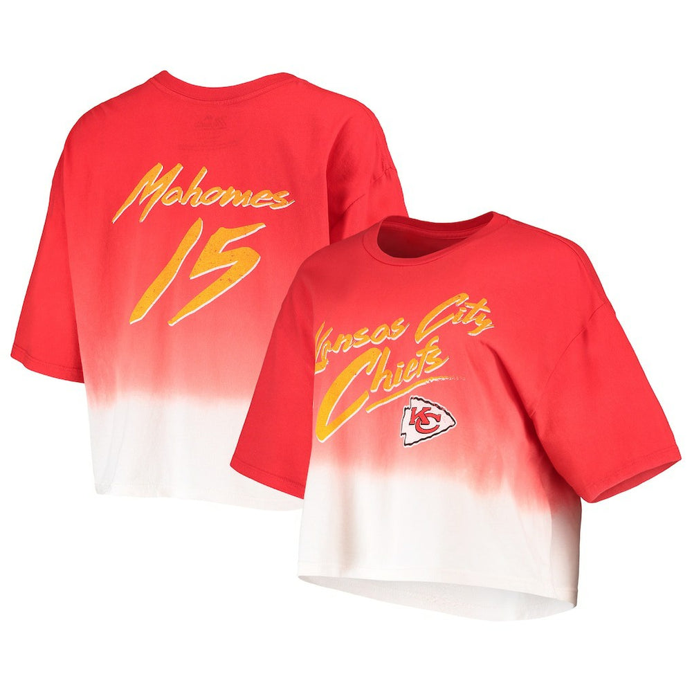 Patrick Mahomes Kansas City Chiefs Majestic Threads Women's Dip-Dye Player Name & Number Crop Top - Red/White on sale