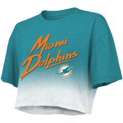 Tua Tagovailoa Miami Dolphins Majestic Threads Women's Dip-Dye Player Name & Number Crop Top - Aqua/White cheap
