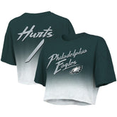 Jalen Hurts Philadelphia Eagles Majestic Threads Women's Dip-Dye Player Name & Number Crop Top - Green/White for sale